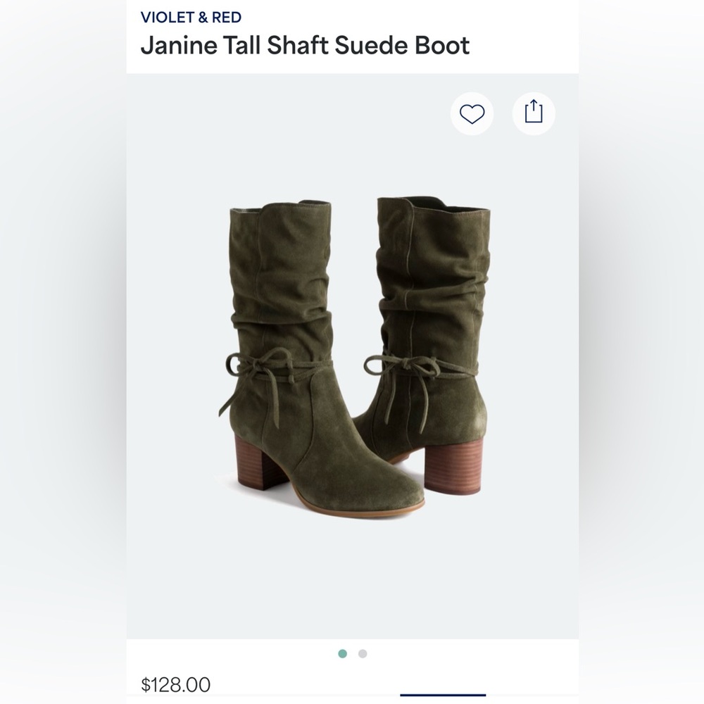 Violet & Red Janine Boho Mid Calf Suede Leather Boot, Olive / Sage Green, Sz 10 - Picture 2 of 10